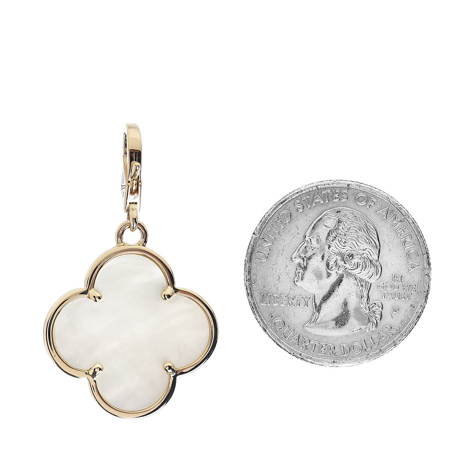 Van Cleef & Arpels 18K Yellow Gold Mother of Pearl Magic Alhambra Pendant 2 of 3
