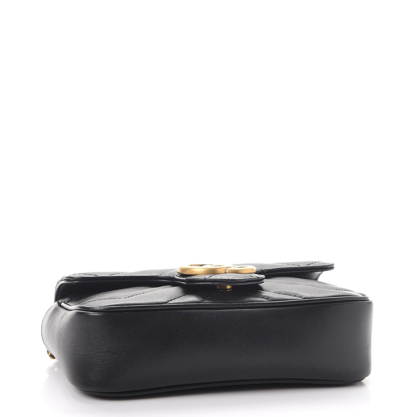 Calfskin Matelasse Super Mini GG Marmont Shoulder Bag Black