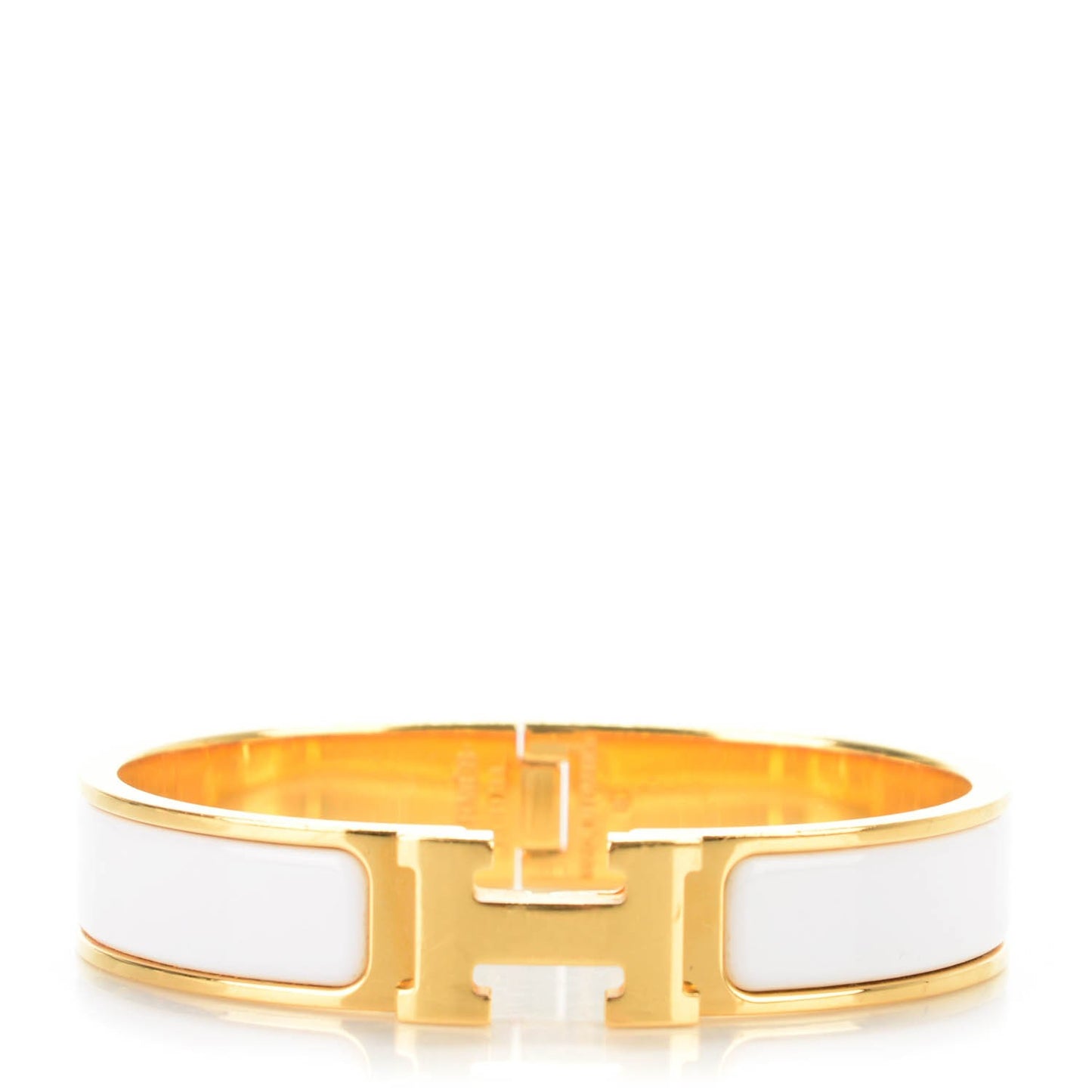 Enamel Narrow Clic Clac H Bracelet PM White