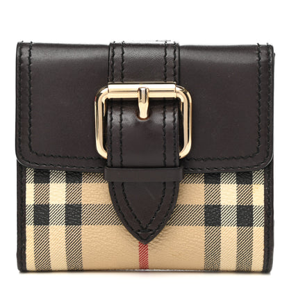 Burberry Calfskin House Check Compact Wallet Black 1 of 10
