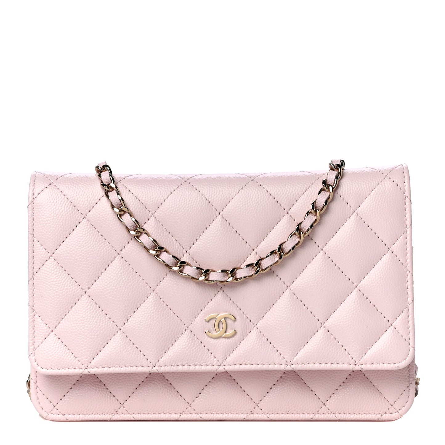 Caviar Quilted Wallet On Chain WOC Light Pink