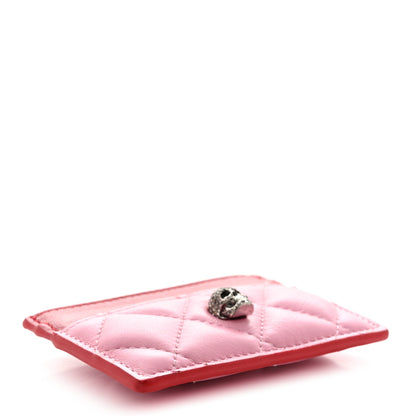 Alexander McQueen Lambskin Quilted Skull Card Holder Pastel Pink 4 of 9