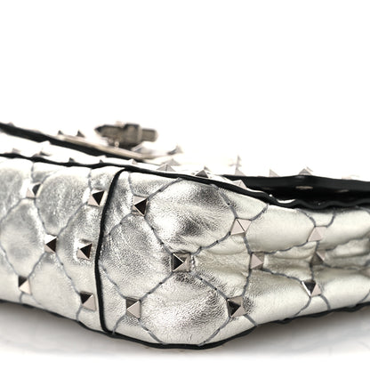 Valentino Garavani Metallic Nappa Small Rockstud Spike Shoulder Bag Silver 10 of 13