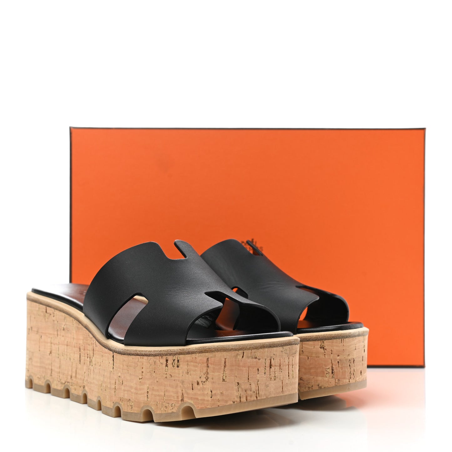 Calfskin Cork Eze 30 Sandals 38 Black