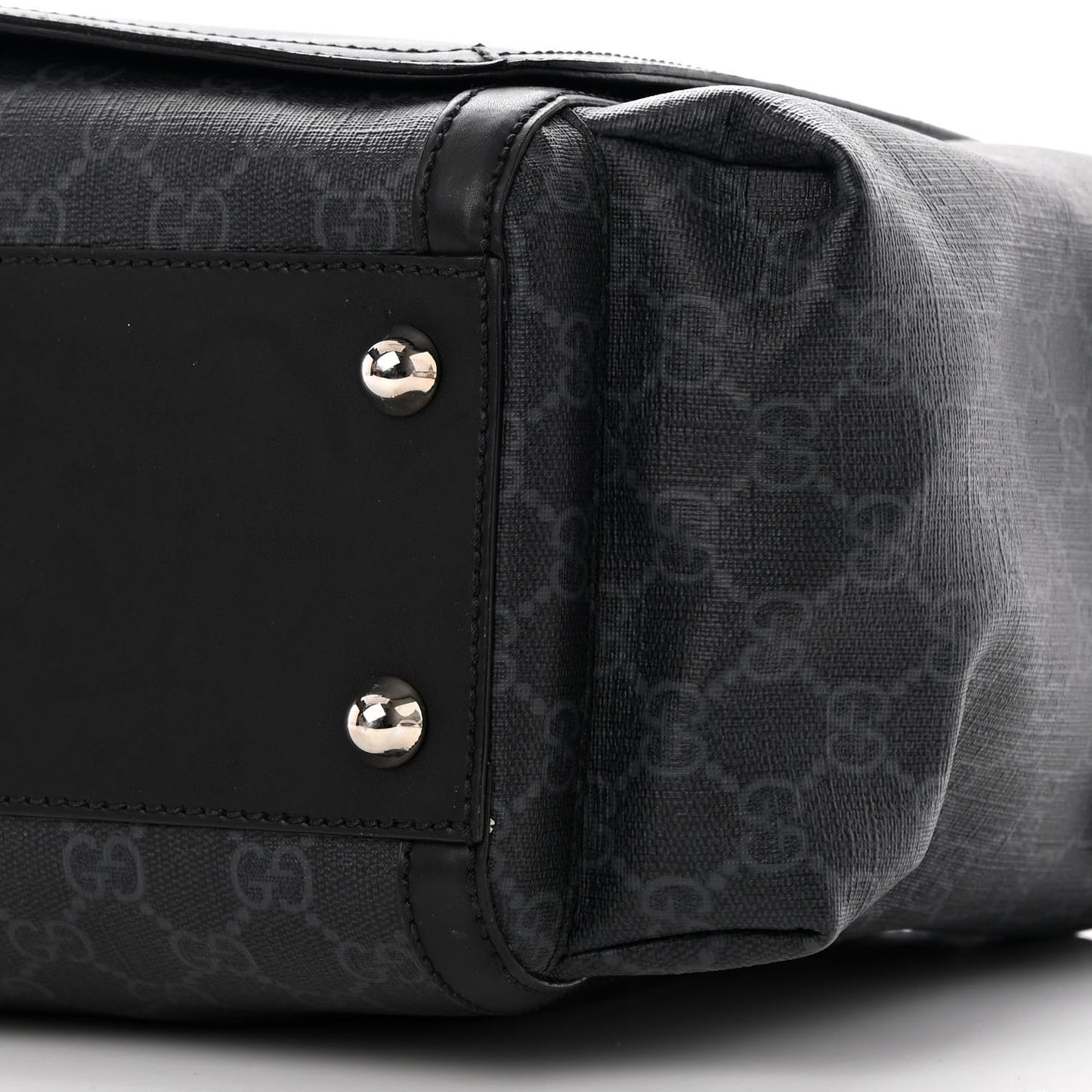 GG Supreme Monogram Web Messenger Diaper Bag Black Grey