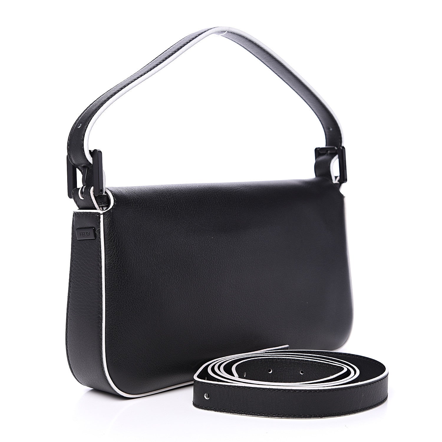 Fendi Vitello Dolce Elite Monster Eyes Bi-Color Baguette Black Yellow 2 of 7