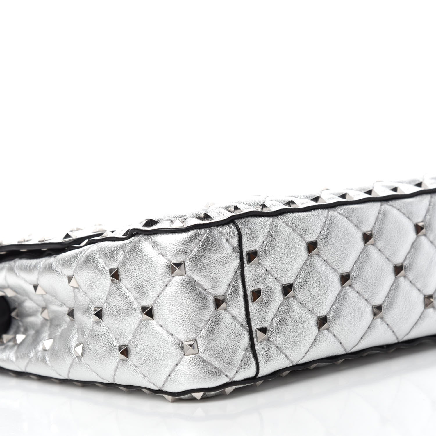 Valentino Garavani Metallic Nappa Medium Rockstud Spike Shoulder Bag Silver 6 of 11