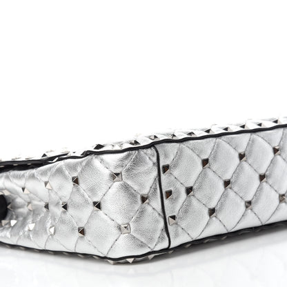 Valentino Garavani Metallic Nappa Medium Rockstud Spike Shoulder Bag Silver 6 of 11