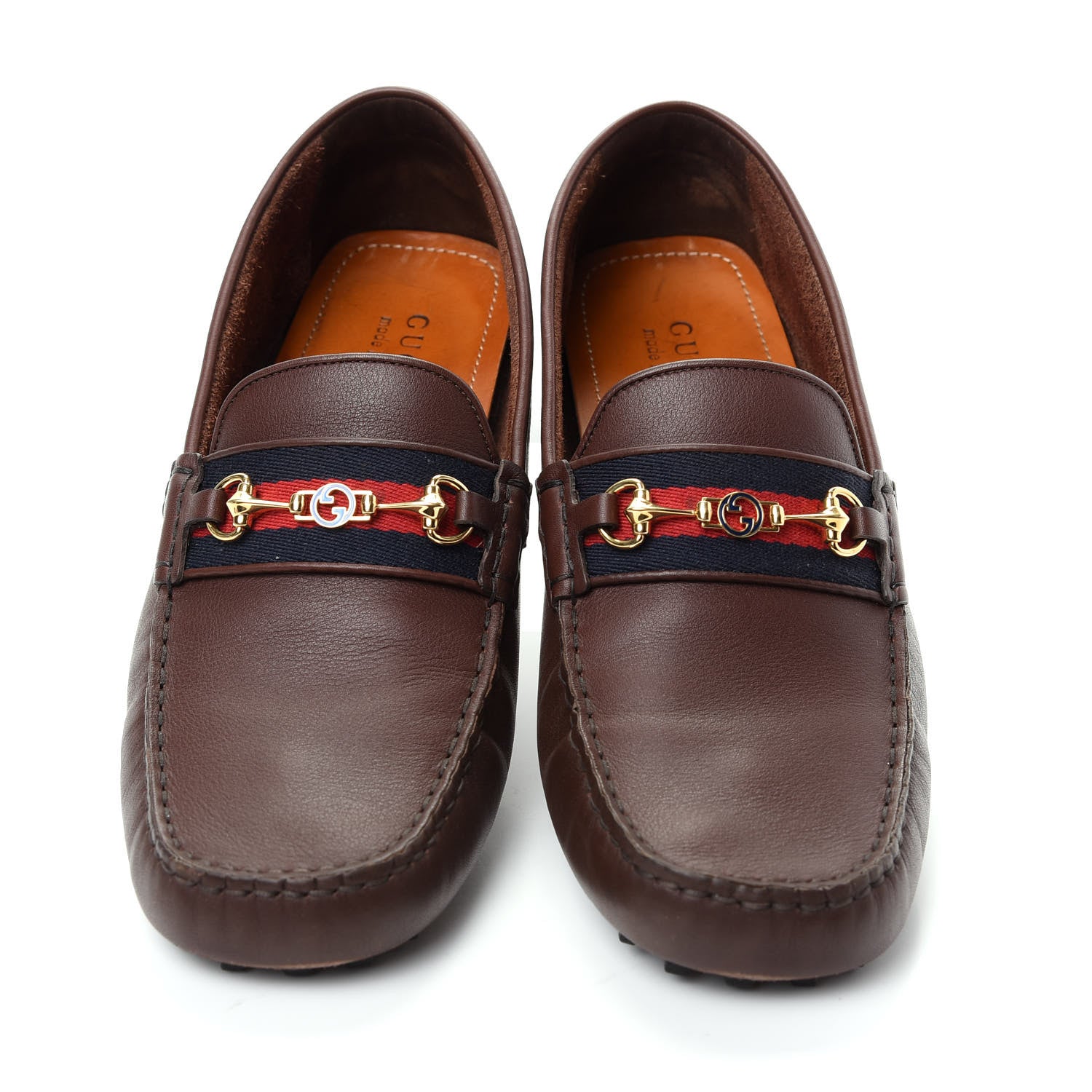 Gucci Soft Clove Calfskin Web Mens Horsebit Driver Loafers 10.5 Cocoa 5 of 11