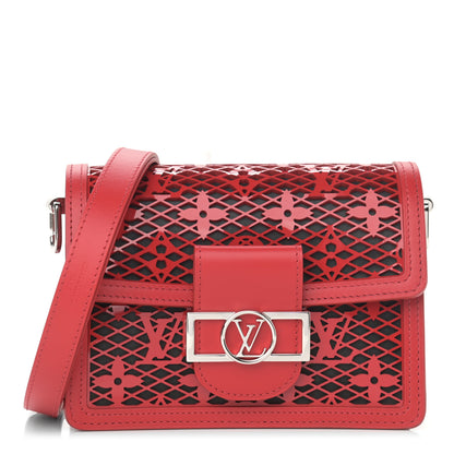 Louis Vuitton Patent Calfskin Monogram Lace Dauphine Mini Red 1 of 9