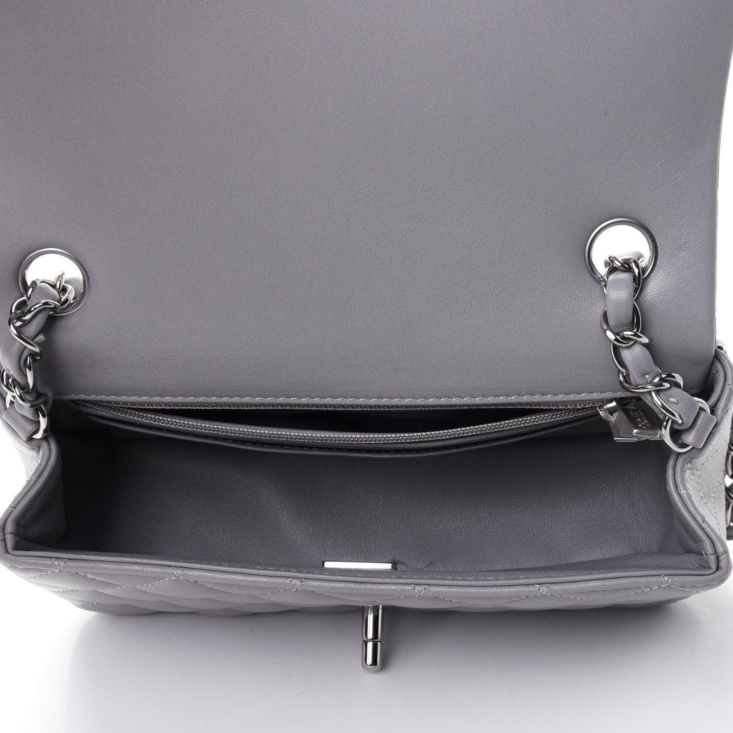 Chanel Lambskin Quilted Mini Rectangular Flap Grey 4 of 6