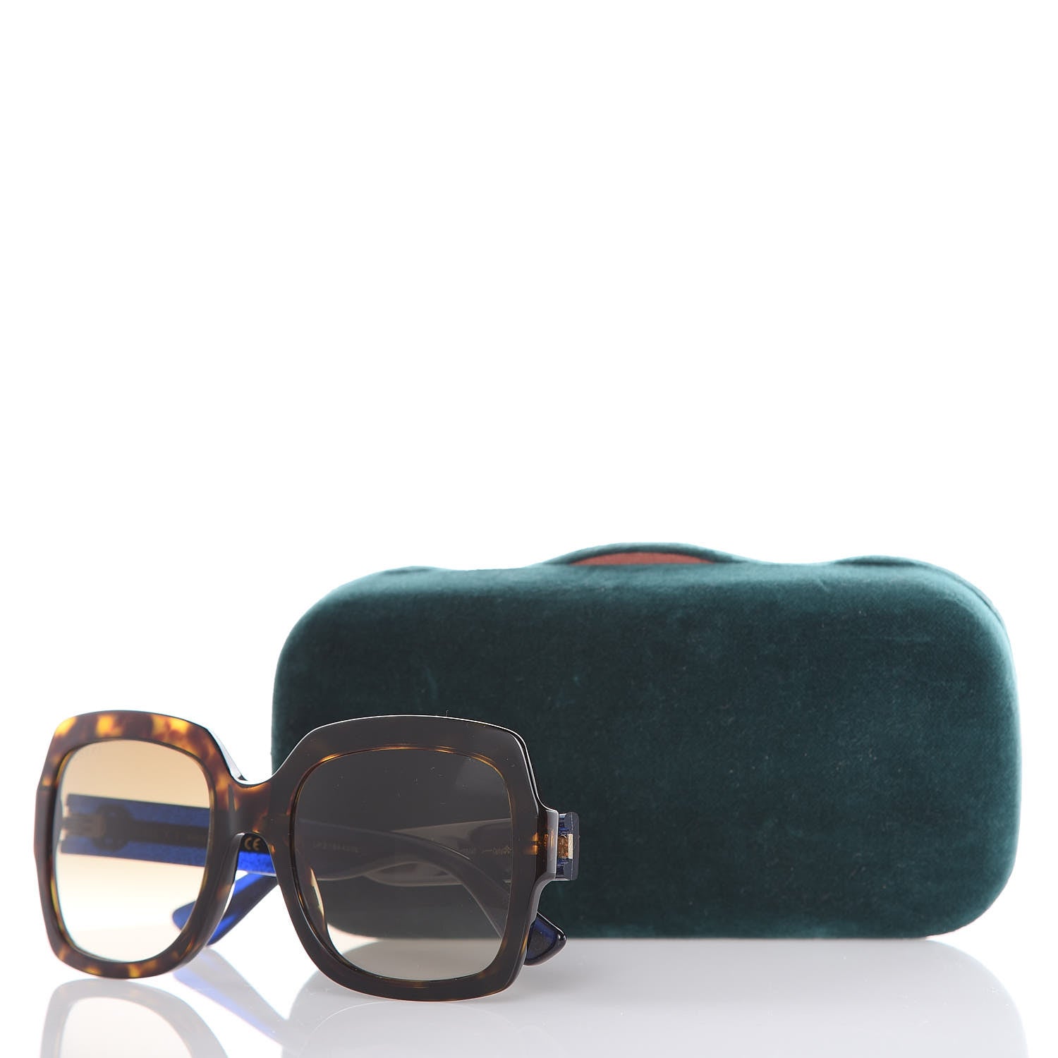 Gucci Oversize Square Web GG 0036S Sunglasses Tortoise 7 of 7
