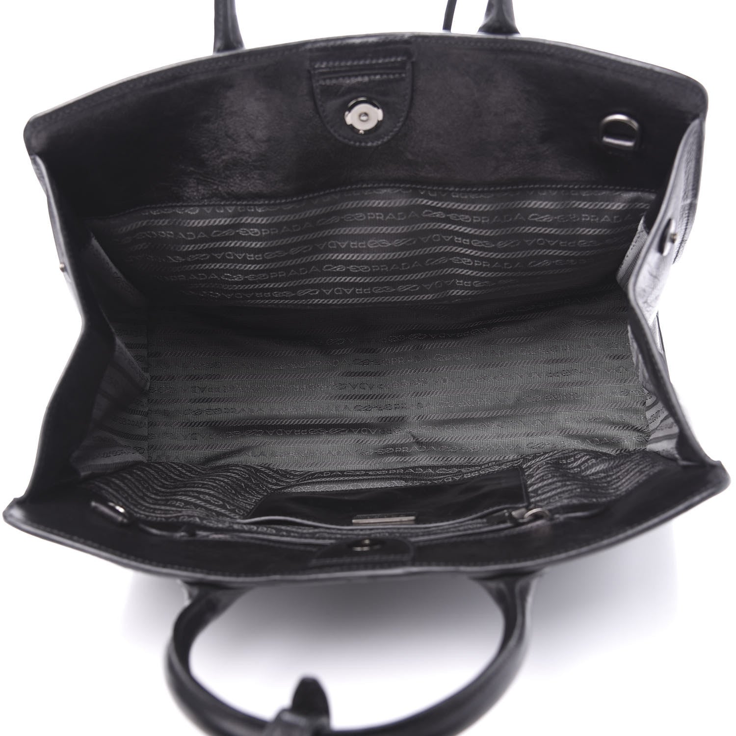 Prada Glace Calfskin Tote Bag Baltico Black 5 of 14