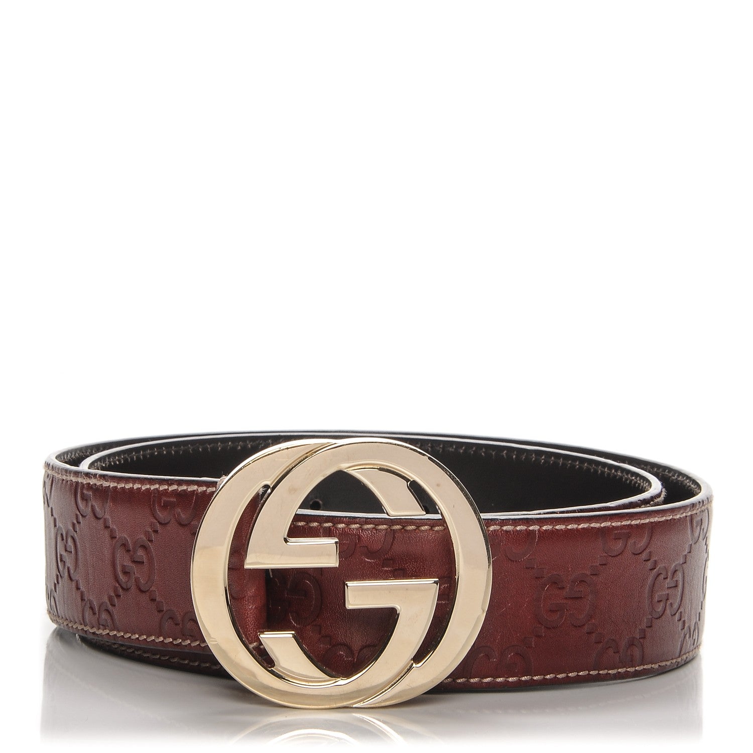 Gucci Guccissima Interlocking G Belt 90 36 Dark Red 1 of 6