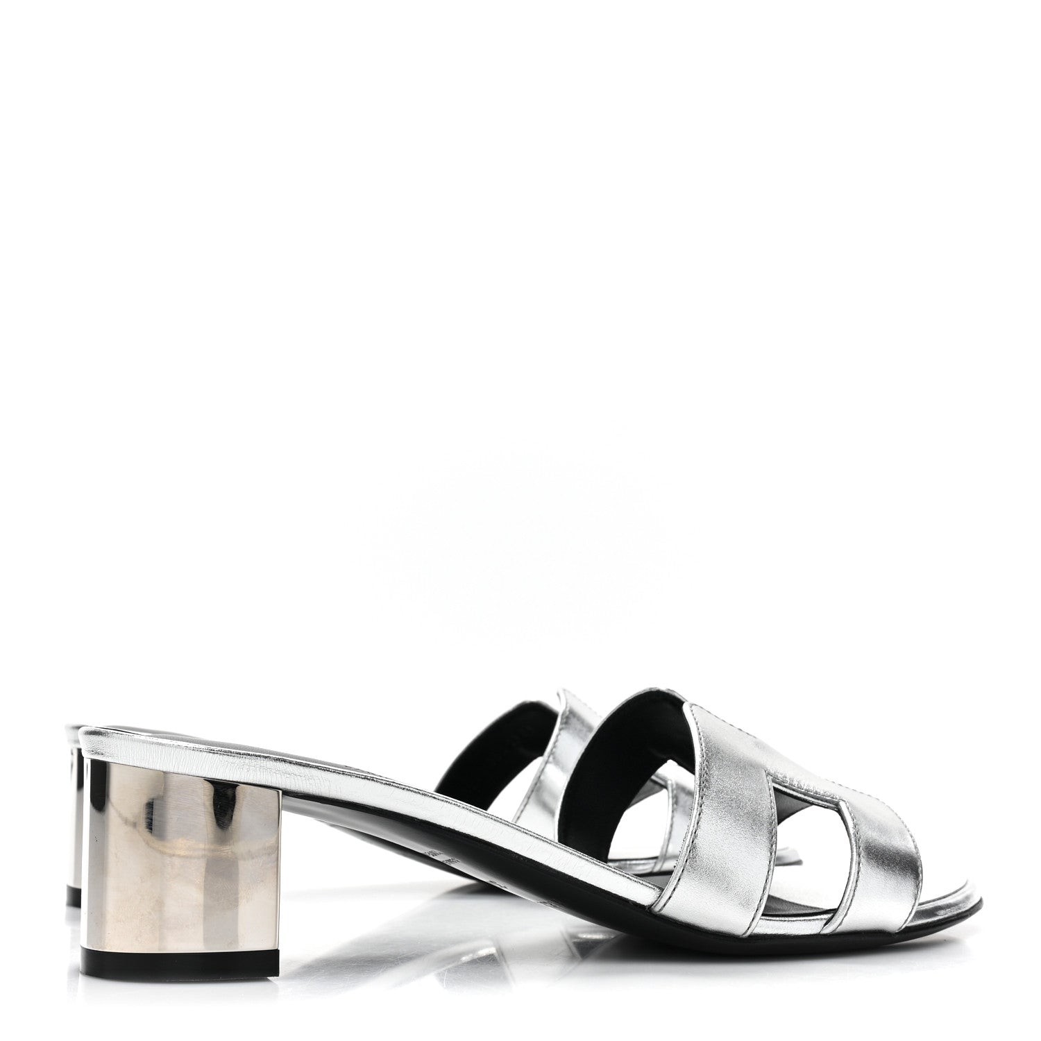 Hermes Metallic Nappa Oasis Sandals 37.5 Gris Argente 4 of 10