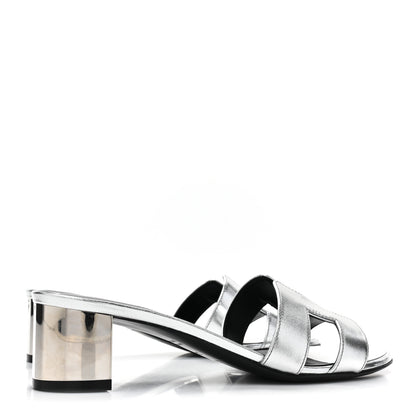 Hermes Metallic Nappa Oasis Sandals 37.5 Gris Argente 4 of 10