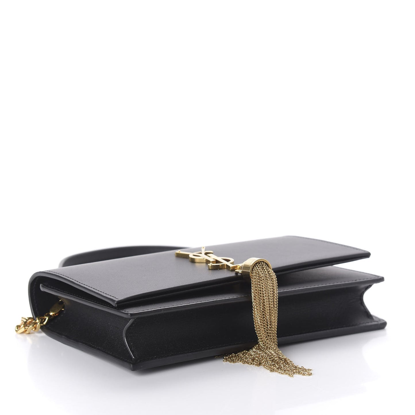 Smooth Calfskin Classic Monogram Kate Tassel Chain Wallet Black