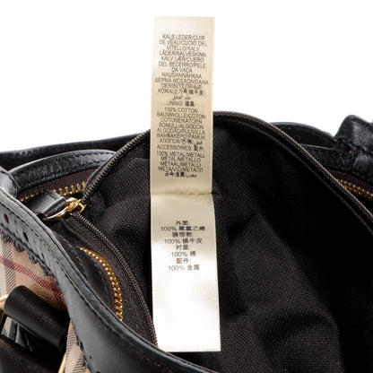 Burberry Haymarket Check Medium Brogue Tassel Tote 11 of 12