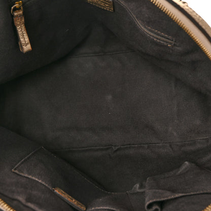 Burberry Metallic Woven Haymarket Check Thornley Satchel Gold 5 of 13