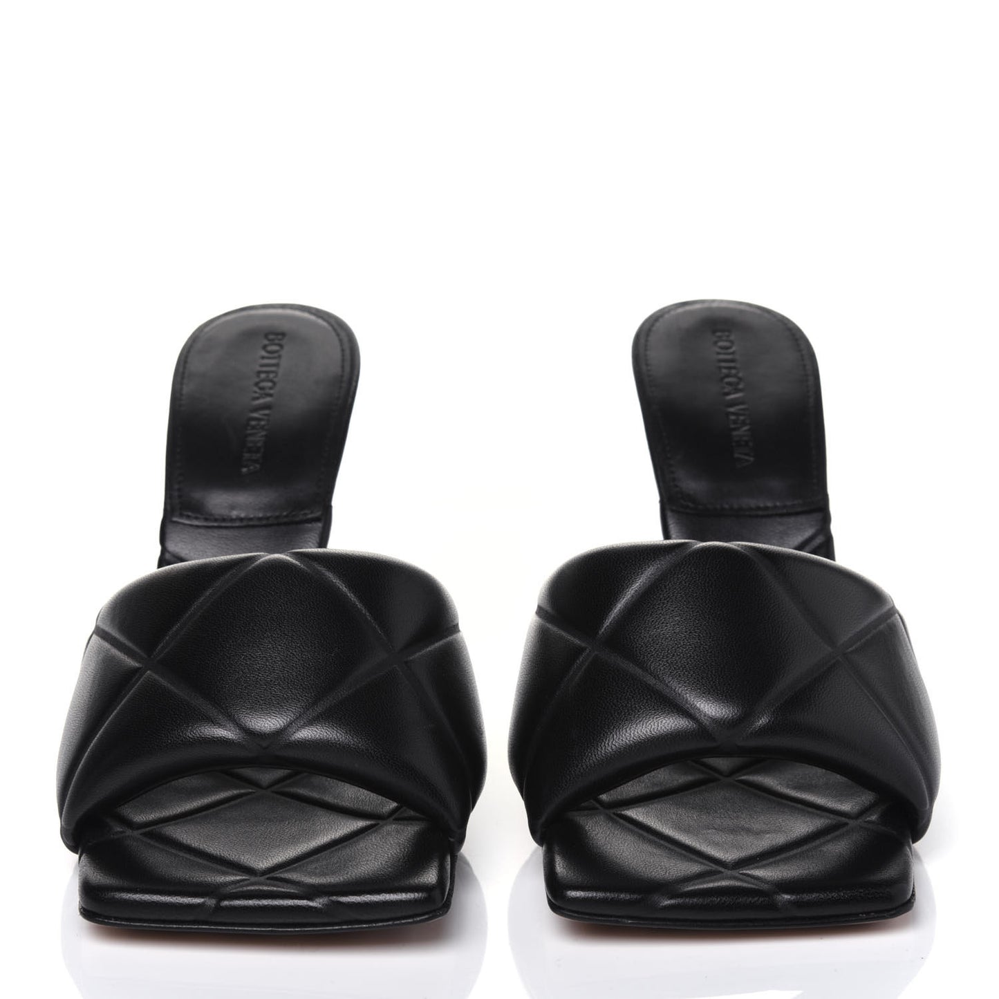 Nappa Quilted Rubber Lido Mule Sandals 38.5 Black