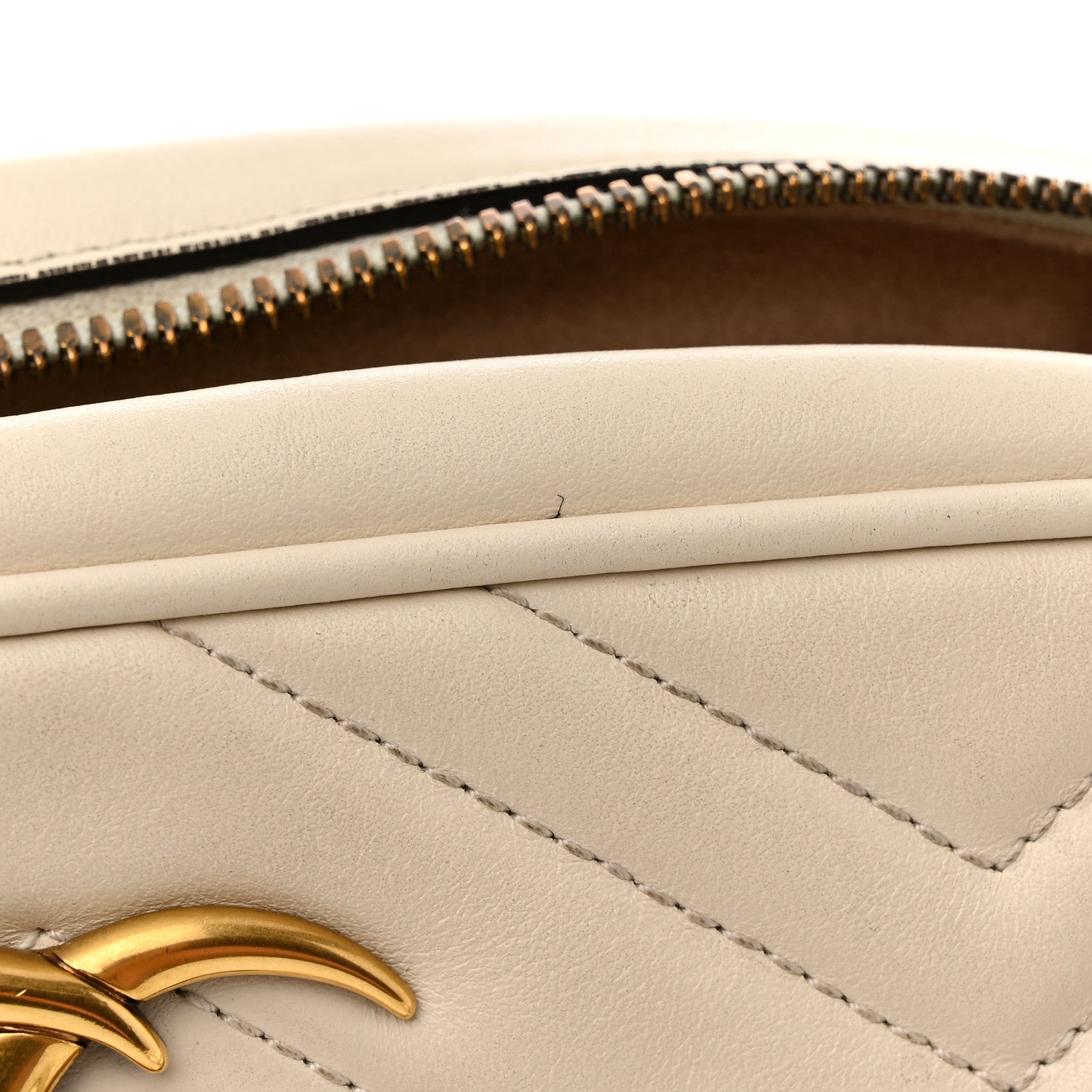 Gucci Calfskin Matelasse Small GG Marmont Chain Shoulder Bag White 14 of 16