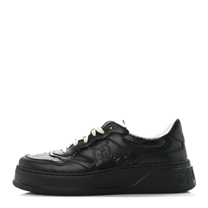 Gucci Calfskin GG Tennis Embossed Perforated Mens Interlocking G 55mm Sneakers 8 Black 1 of 10
