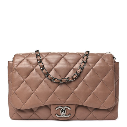 Chanel Lambskin Quilted Chanel 3 Accordion Flap Bag Dark Beige 1 of 10