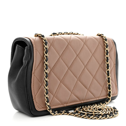 Chanel Lambskin Quilted Small Graphic Flap Beige Black 3 of 12