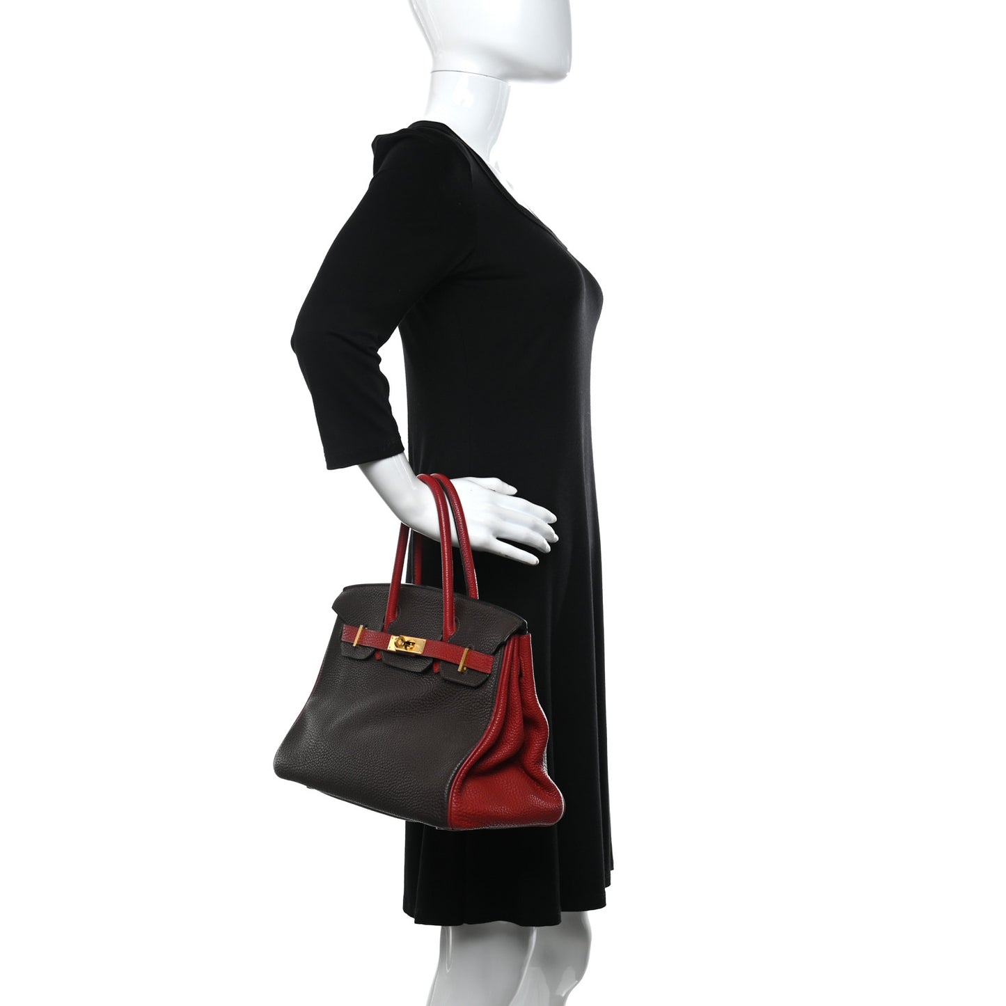 Togo Horseshoe Birkin 30 Chocolate Rouge Vif