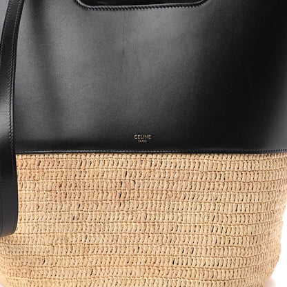 Celine Raffia Calfskin Basket Bag Natural Black 6 of 8