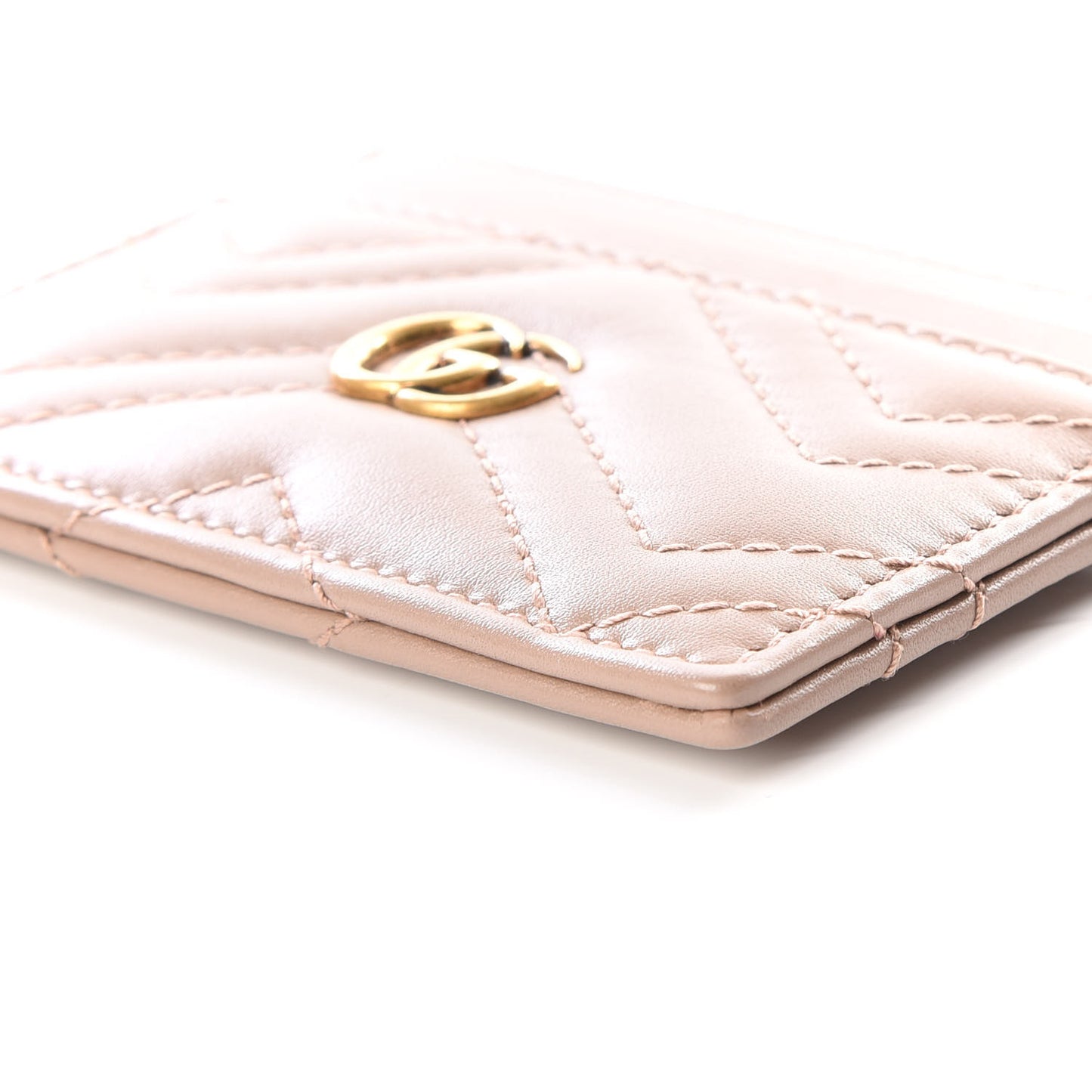 Calfskin Matelasse GG Marmont Card Holder Porcelain Rose