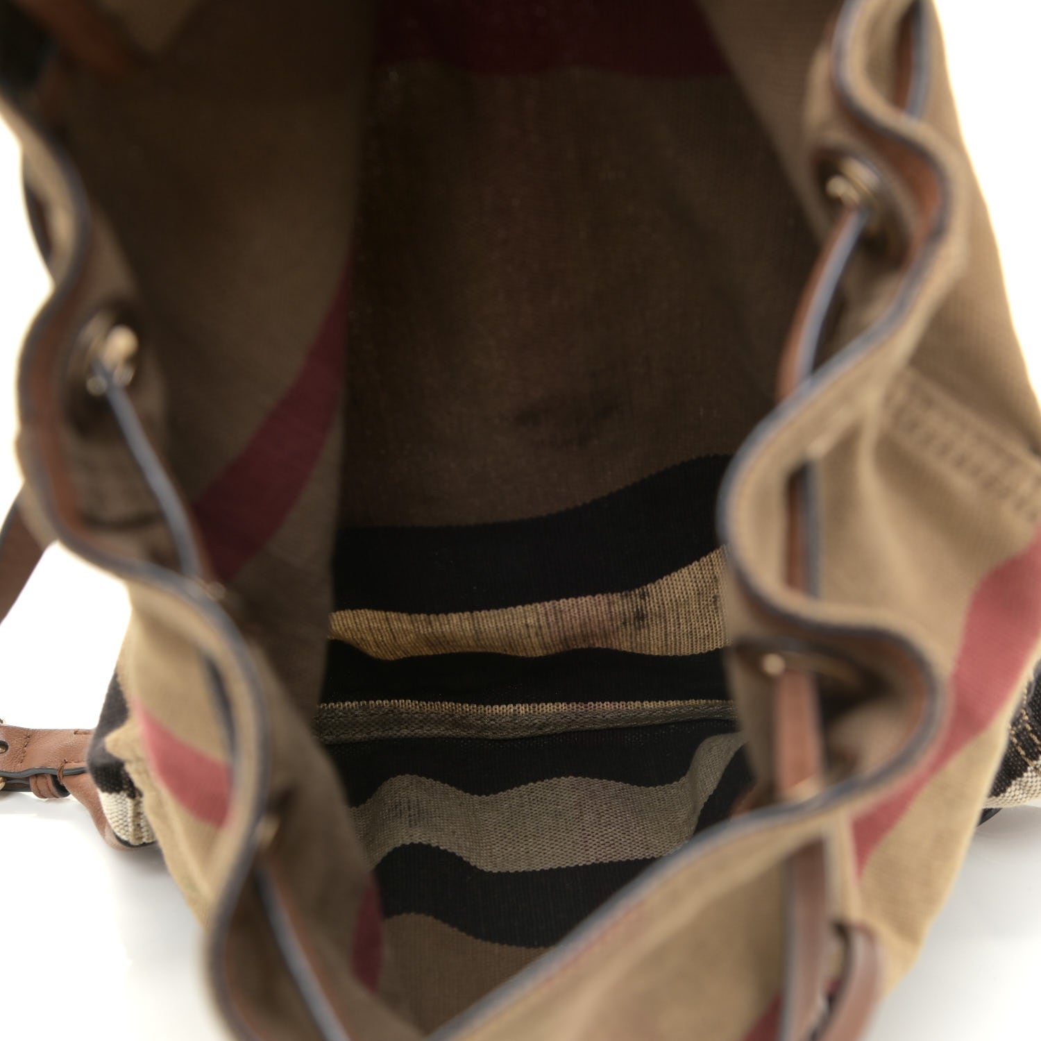 Burberry Overdyed Canvas Mega Check Medium Chiltern Backpack Tan 10 of 22