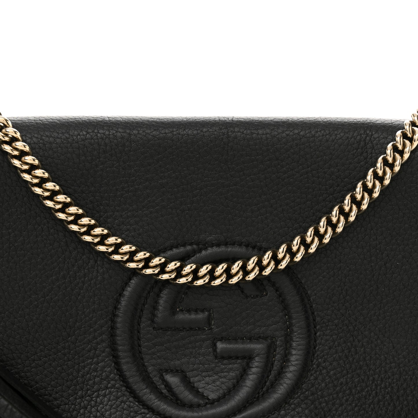 Pebbled Calfskin Medium Soho Flap Crossbody Black