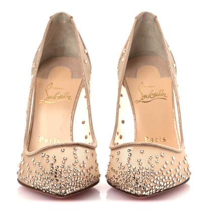 Christian Louboutin Suede Silk Crystal Strass Follies 100 Pumps 36 Light Silk 3 of 10