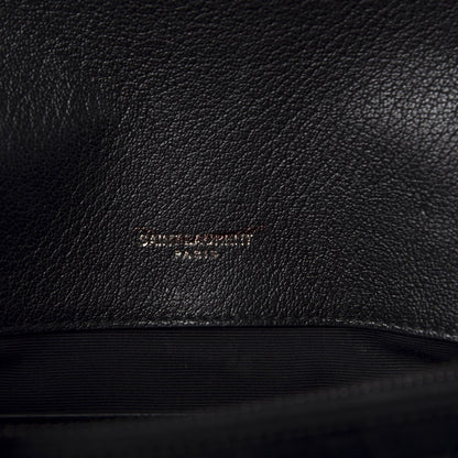 Saint Laurent Sheepskin Matelasse Chevron Monogram Medium College Bag Black 7 of 9
