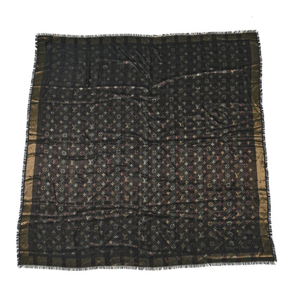 Louis Vuitton Silk Lurex Wool So Shine Monogram Shawl Black 1 of 10