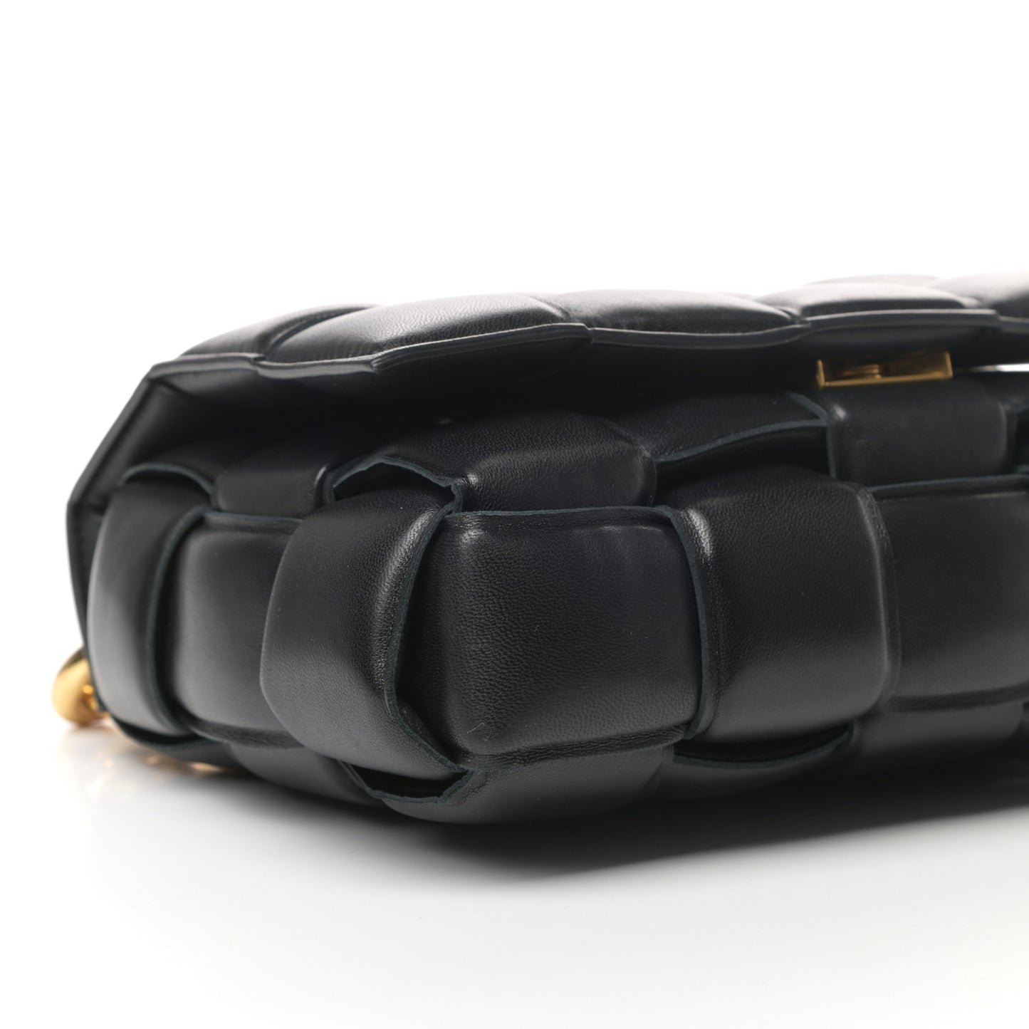 Lambskin Maxi Intreccio Padded Chain Cassette Crossbody Bag Black