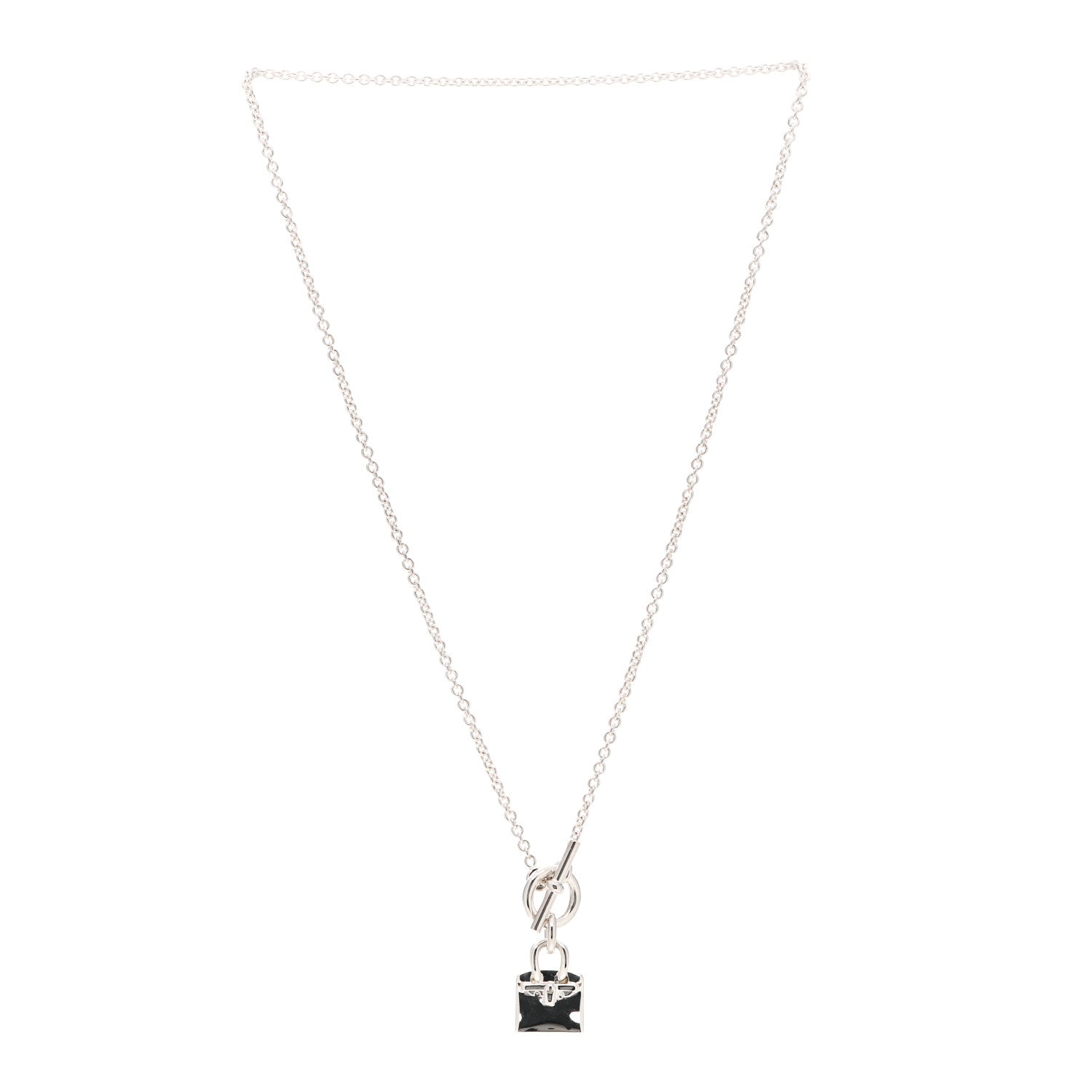 Hermes Sterling Silver Birkin Amulette Pendant Necklace 3 of 6
