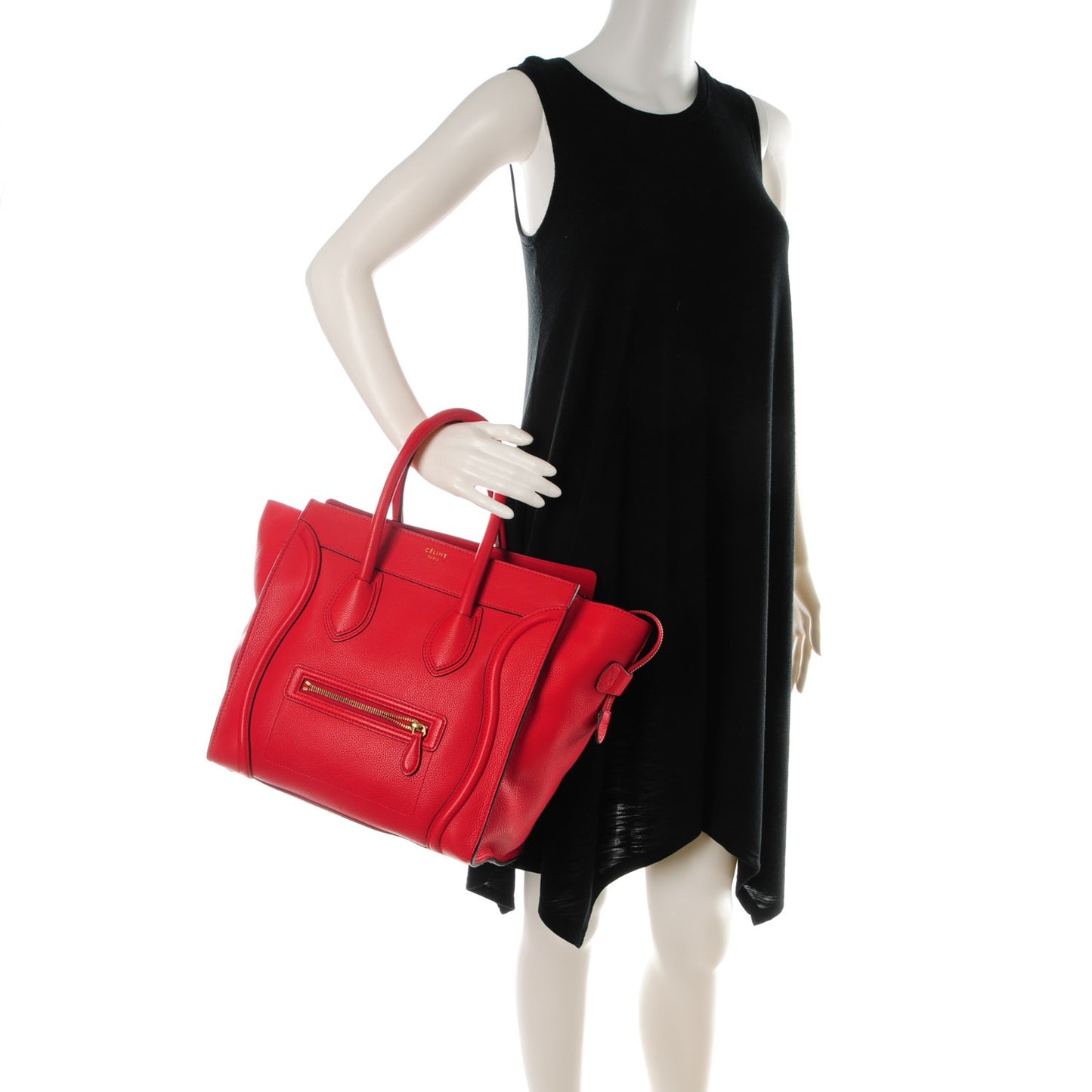 Drummed Calfskin Mini Luggage Coquelicot