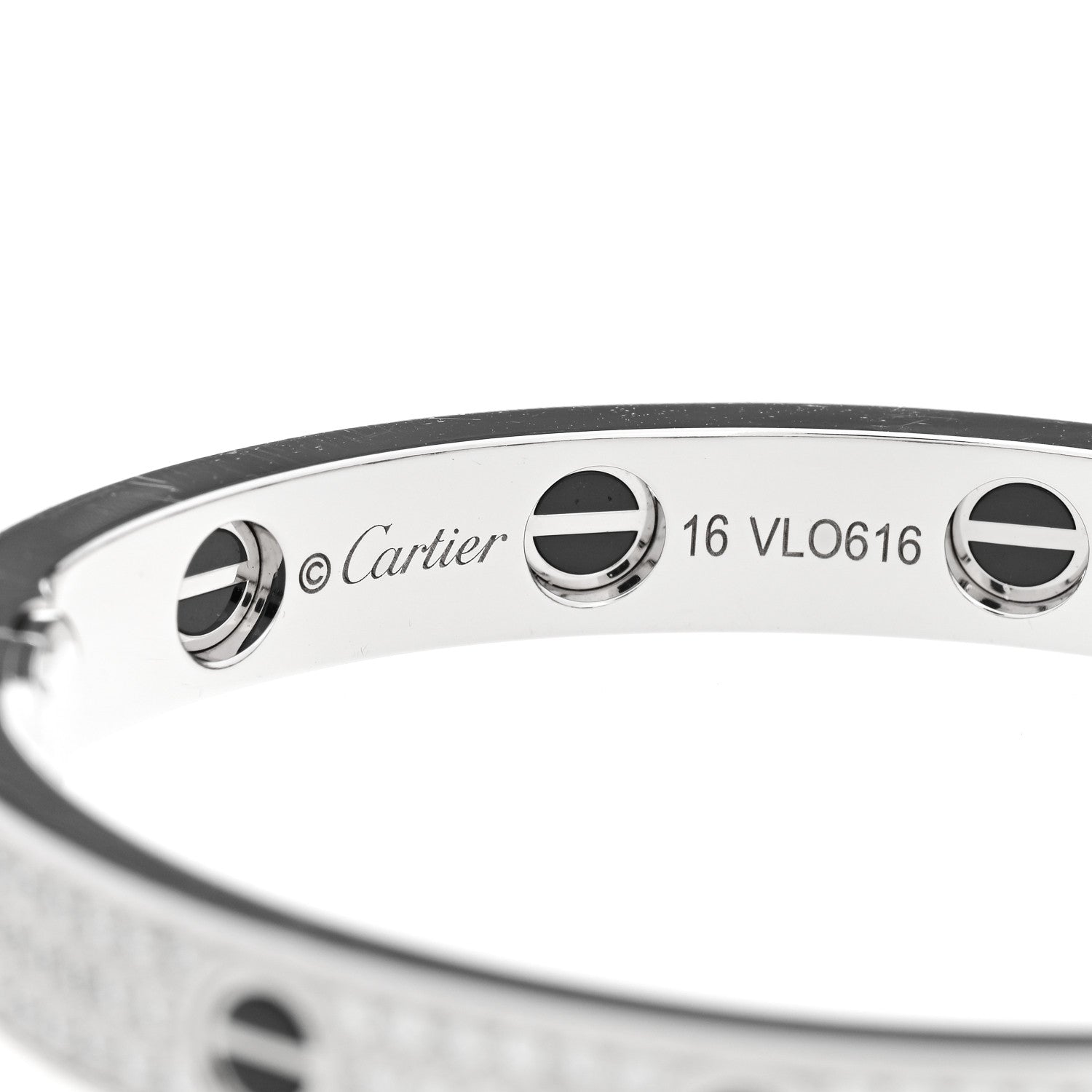 Cartier 18K White Gold Diamond Ceramic LOVE Paved Bracelet 16 3 of 7