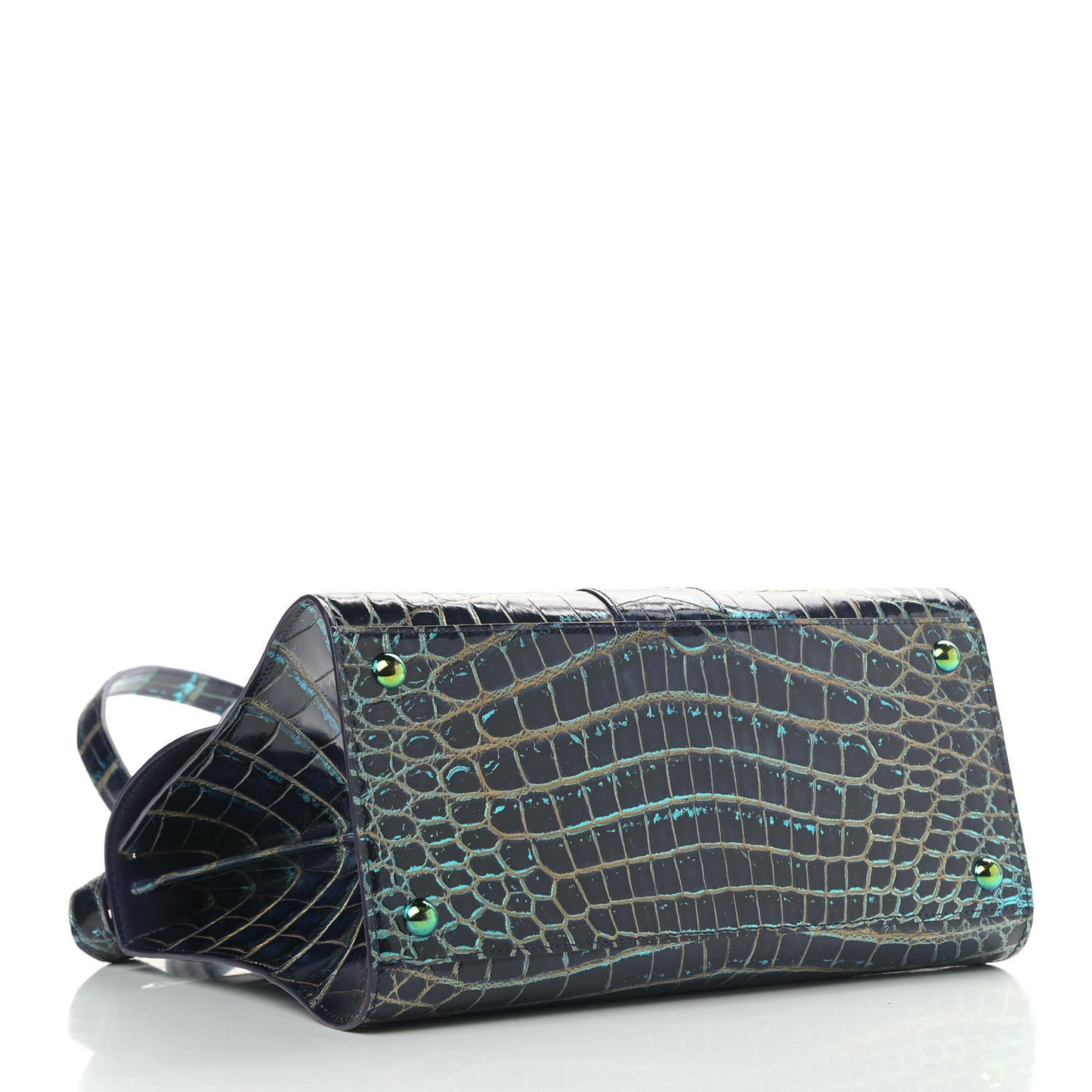 Iridescent Alligator MM Brillant Satchel Blue