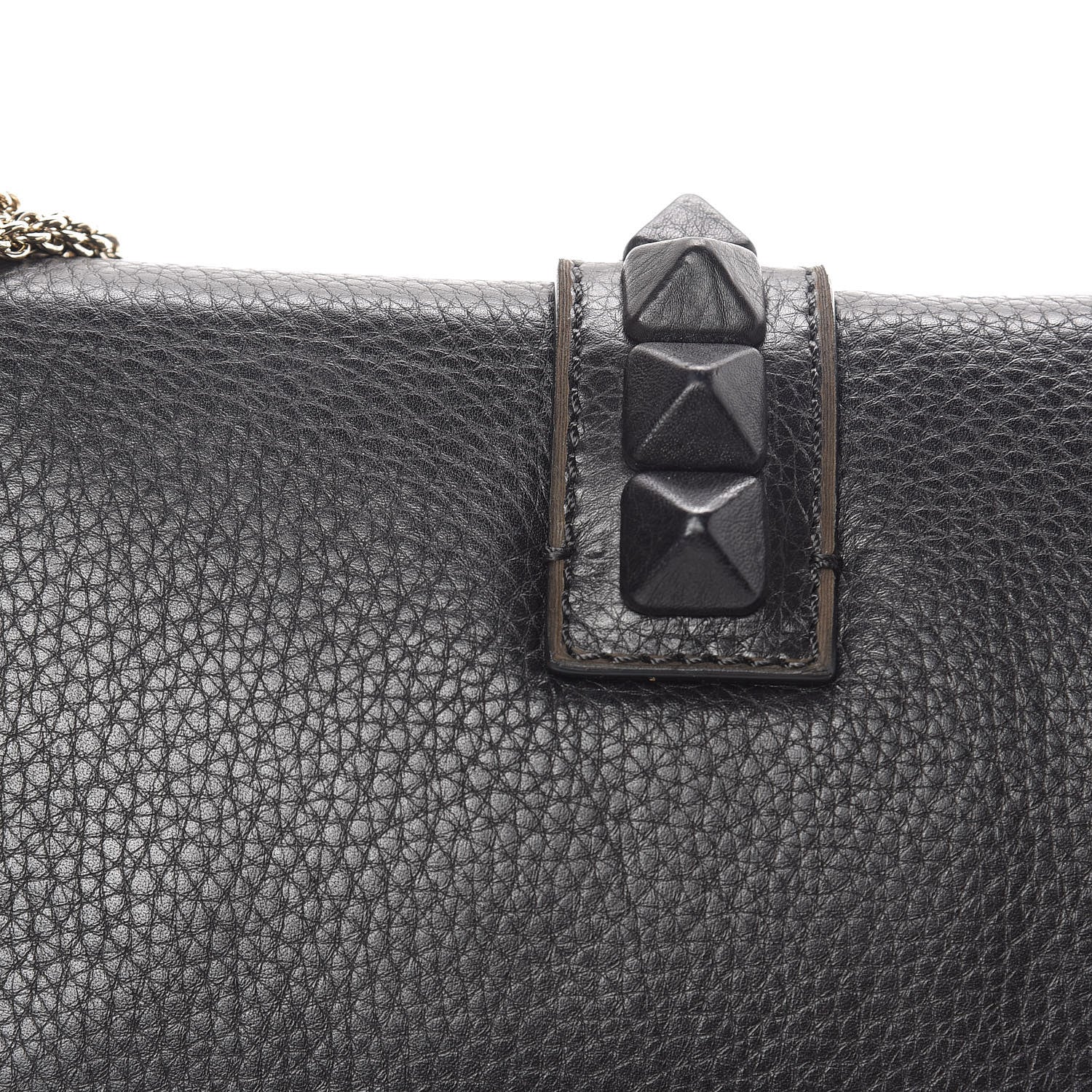 Valentino Garavani Pebbled Calfskin Medium Glam Lock Rockstud Flap Black 16 of 17