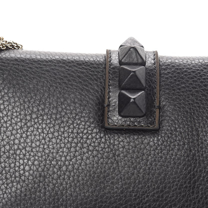 Valentino Garavani Pebbled Calfskin Medium Glam Lock Rockstud Flap Black 16 of 17