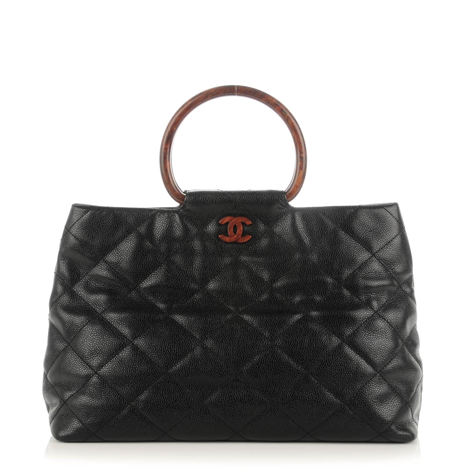 Chanel Caviar CC Wood Handle Tote Black 1 of 9