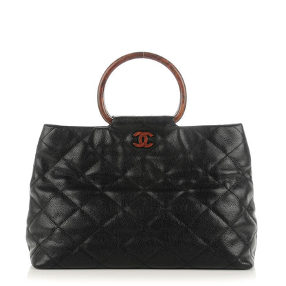 Chanel Caviar CC Wood Handle Tote Black 1 of 9