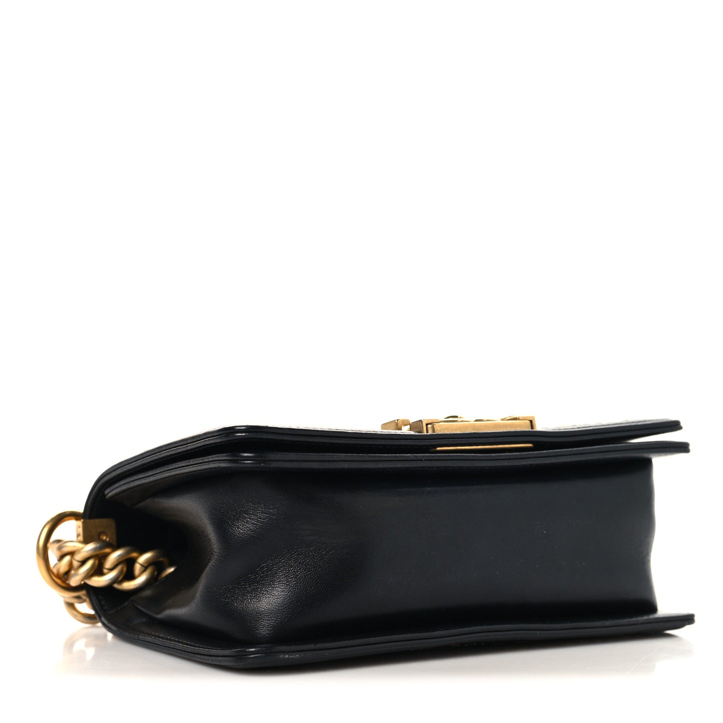 Lambskin Quilted Small Chain Detail Boy Flap Black