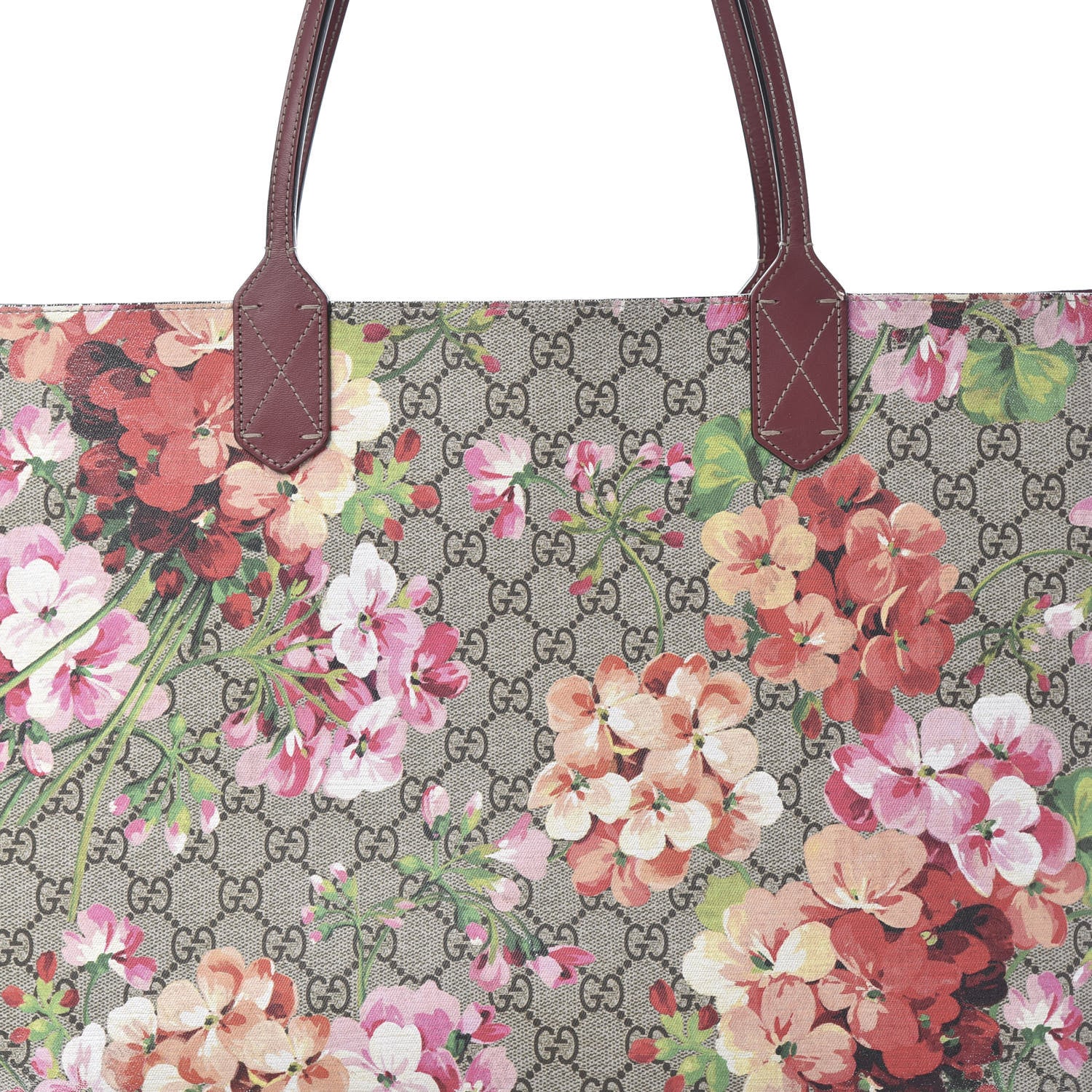 Gucci GG Supreme Monogram Blooms Medium Reversible Tote Beige Multicolor Dry Rose 10 of 20