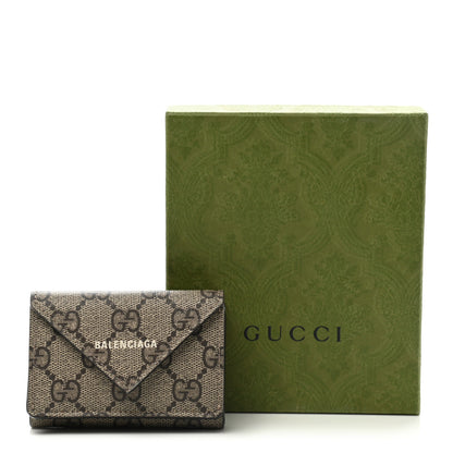 Gucci X BALENCIAGA GG Supreme Monogram Logo Envelope Card Case Wallet Beige Ebony Mystic White 8 of 8