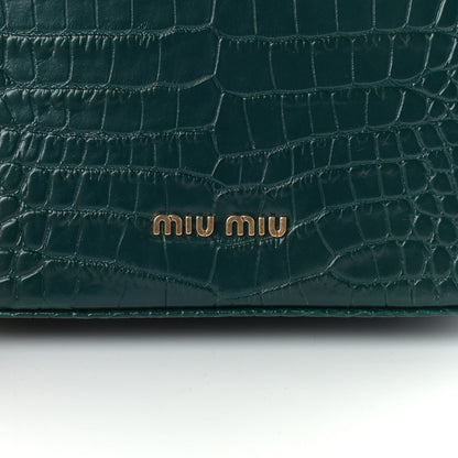 Miu Miu Crocodile Print Calfskin Top Handle Bag Emerald 7 of 9