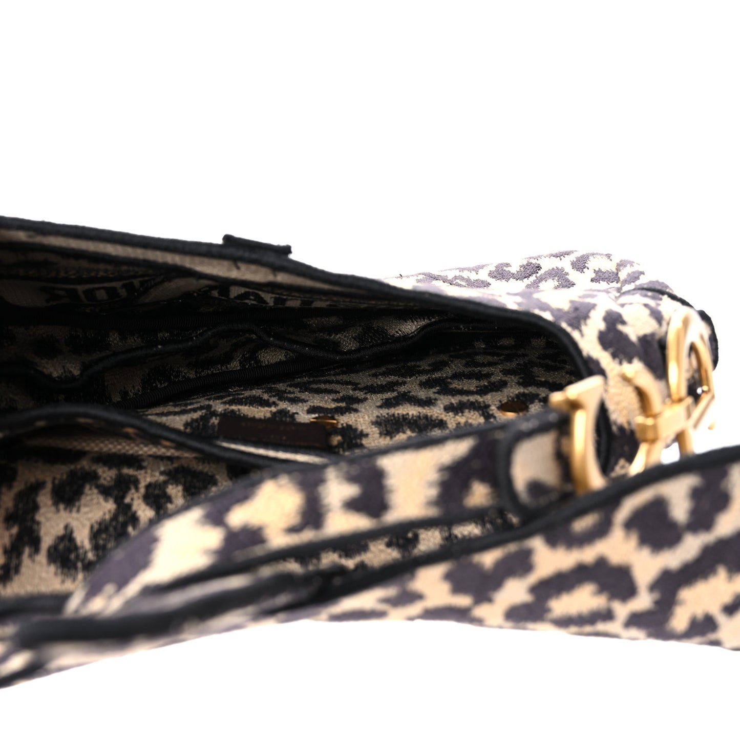 Canvas Mizza Embroidered Saddle Bag Beige Multicolor